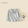 Roupas Infantis Meninas Estilo Outono Camada Base 100% Algodão Novo Estilo Primavera/Outono Estilo Coreano Moda Tendência Blusa de Manga Longa Classe A