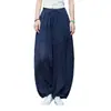(Personalizado) 26 Otoño Algodón Lino Nianbaixiufang Tela de Lino Original Pantalones tipo Linterna Ligeros Estilo Zen para Mujer Pantalones de Meditación