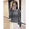 Camiseta Sexy de Manga Longa com Gola Meio Aberta Plus Size para Mulheres no Outono e Inverno, Slim Fit, Cobre a Pele, Efeito Emagrecedor, Camiseta Básica, Top Tendência