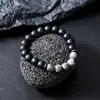Pulsera de Piedra Copo de Nieve de Obsidiana Transfronteriza para Hombres, Pulsera de Piedra Mapa de Moda Transfronteriza para Mujeres, Joyería Versátil de Alta Gama