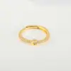 Anillo de apertura ajustable de cobre con incrustaciones de circonita, 26 letras del alfabeto inglés, joyería de moda de alto nivel y temperamento, para cruzar fronteras