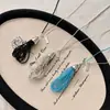 Colar Longo com Pingente de Franja de Contas de Cristal Estilo Igual de Blogueira Coreana para Mulheres, Corrente para Suéter Versátil de Nicho de Alta Qualidade