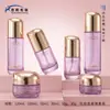 Frasco de embalagem cosmética com toque de luxo, frasco roxo com bomba de 100ml, frasco para sérum, frasco para conjunto de loções, frasco para creme de 30g