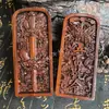 Suprimentos Taoístas Madeira de Jujuba Natural Atingida por Raio Comando dos Cinco Trovões Espada de Dragão Pequeno Token de Madeira de Jujuba Artesanato Taoísta Escultura em Duas Faces