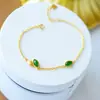 S925 Plata Antigua Incrustada Jade Natural Hetian Jaspe Hoja Colgante Zafiro Elegante Collar Clavícula Transmisión en Vivo Venta al por Mayor