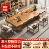 Conjunto de Mesa de Chá Grande em Madeira Maciça para Sala de Chá, Negociação e Escritório em Casa, Incluindo Mesa de Chá e Cadeiras
