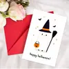 1 Pieza de Colección Selecta de Tarjetas de Felicitación de Halloween Transfronterizas Nuevas, Tarjeta de Felicitación Linda de Dibujos Animados de Calabaza Fantasma con Juego de Sobres