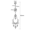 Venta caliente de comercio electrónico transfronterizo anillo de ombligo largo de cobre con circonita incrustada estilo palacio joyería para perforaciones moda europea y americana joyería para ombligo al por mayor