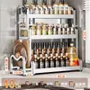 Nuevo Estante de Almacenamiento de Cocina de Acero Inoxidable para Encimera, Organizador Multifuncional para Aceite, Sal, Salsa, Vinagre, Frascos de Condimentos y Portacuchillos
