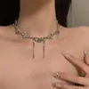 Collar para Mujer Luna de Melocotón Pedrería Borla Lujo Ligero Nicho Estilo Frío Gama Alta Nueva Cadena para Clavícula Joyería para Mujer