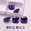 Zircônia Quadrada Roxo-Vermelha Solta, Gema Roxo-Vermelha em Formato Cushion, Face de Anel com Fundo Pontiagudo, Pedra de Acessório para Anel para DIY