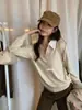 Té Verde Limón 2026 Otoño Ropa de Mujer Estilo Coreano Alta Inteligencia Versátil Adelgazante Patchwork Cuello de Camisa Manga Larga Tejidos de Punto Moderno