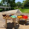 Mesa de Vinho para Piquenique ao Ar Livre Prato de Frutas Secas de Madeira Bandeja Dobrável Mesa de Jantar Portátil Suporte para Taças de Vinho Bandeja de Madeira Maciça