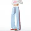 Pantalones deportivos anchos de estilo americano para hombre con cintura de tres rayas, casuales y deportivos, nuevos pantalones largos 2026, diseño holgado de pierna recta con colores contrastantes