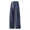 072576 Nuevo 2025 Marca de Moda Pantalones Largos de Seda Helada para Pareja Hombres y Mujeres Estilo Hong Kong Pierna Recta Longitud de Piso Pierna Ancha Ultra Delgados