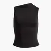 Amazon Comércio Exterior Sexy Slim-Fit Gola Assimétrica Sem Mangas Regata Estilo Esportivo Europeu e Americano Pulôver