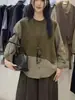 Las populares blusas de dos piezas falsas para mujer de este año son modernas y elegantes, sudadera holgada única nueva de 2026 con empalme de camisa
