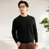 Suéter 100% cashmere outono e inverno para homens, camisa base de malha gola redonda, suéter interno de gola baixa para homens jovens e de meia-idade, direto do fabricante