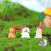 Adornos de paisaje en miniatura, manualidades de resina, decoraciones de paisajismo DIY, tres tipos de figuritas de animales con sombrilla, decoraciones para plantas en maceta