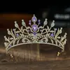 Tiara de noiva estilo europeu com strass, acessório para vestido de noiva, coroa de cabelo para festa de aniversário e cerimônia de maioridade