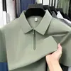 Polo masculino Starlight sem costura, de meio zíper, resistente a rugas e de secagem rápida, tecnologia de secagem rápida, 7A antibacteriano, gola, manga curta, casual