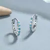 Aretes redondos de turquesa para mujer, plata de ley 925, estilo europeo y americano ins, aretes de lujo ligero, ins elegante, joyería para orejas de alta calidad