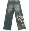 Jeans com Estampa Floral Nova Moda de Verão para Homens e Mulheres Calças Casuais Largas Lavadas Retro Americanas
