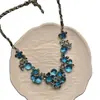 Collar de Flor Azul para Mujer, Fresco y Elegante, Lujo Ligero, Artesanía Pesada, Cadena Corta para Clavícula de Vestido de Noche, Accesorio de Nicho de Gama Alta