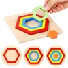 Tablero Cognitivo de Forma Geométrica Arcoíris al por Mayor Bloques de Construcción Tridimensionales de Madera para Niños Rompecabezas Rompecabezas Juguetes