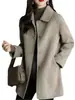 Abrigo Exterior Gris Francés para Mujer 2023 Estilo K Nuevo Invierno Slim Largo Medio Grueso Trendy