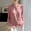 Camisa de manga larga con cuello alto simple, de un solo pecho, para mujer, blanca, holgada, adelgazante, top para ir al trabajo, capa base, sensación de colgar transfronteriza, ligera, madura