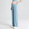Calça Casual de Verão Fina para Gestante, Cintura Alta, Fashion e Versátil, Adequada para Usar em Casa e ao Ar Livre, Calça Wide Leg com Cruzamento na Cintura
