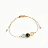 Vendas Diretas de Fábrica Pulseiras de Joias em Estoque Pulseiras de Contas Redondas Trançadas Pulseiras Transfronteiriças Europeias e Americanas Pulseiras Ajustáveis de Cristal Amarelo