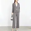 Traje Miyake de Alta Gama para Mujer Otoño 2026 Nuevo Estilo Chaqueta de Traje Pantalones Rectos de Tiro Alto Conjunto Profesional de Dos Piezas para el Trabajo