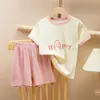 Ropa de Verano para Bebés Niños Niñas Algodón Puro Nuevo Estilo Conjunto Ropa para Casa Pantalones Cortos