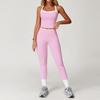 Conjunto de Yoga Nude Zechuang Cor de Contraste Costas Cruzadas Justo Roupa de Yoga Feminina Corrida Esportes Fitness 2027