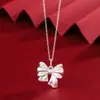 Collar Colgante de Muñeca de Dibujos Animados 3D con Lazo de Plata Pura 999, Varios Estilos, Cadena Fina Bicolor Oro y Plata Joyería para Clavícula