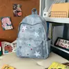 Mochila Azul Estrellada para Mujer Gran Capacidad Ligera Bolso Escolar Simple Versátil Alta Apariencia Mochila Diaria Nicho