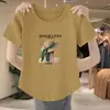 Camiseta Versátil de Manga Corta para Mujer Talla Plus con Hombro Normal, Nuevo Estilo Coreano de Verano, Corte Delgado, Favorecedora, Casual, Rejuvenecedora, Top Elegante