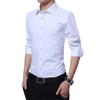 Camisa Blanca de Manga Larga para Hombre Casual Primavera y Otoño 5618 Estilo Coreano Nueva Tendencia Color Sólido Estilo Pulgada Camisa Atractiva para Hombre