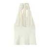 Fabricante Mayorista de Ropa para Mujer Transfronteriza Moda Europea y Americana 2026 Top de Malla con Parches de Gasa sin Mangas de Cuello Halter