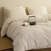 Juego de Ropa de Cama Jacquard de Algodón y Lino de Alta Gama de Cuatro Piezas, Funda de Edredón de Algodón y Lino Puro, Juego de Sábanas de Tres Piezas, Ropa de Cama Muy Hermosa