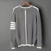 Suéter de rayas 2023 suéter abrigo de manga larga suéter cuello redondo línea gruesa otoño e invierno suéter moderno top tipo jersey para hombre