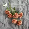 Ramo de Rosas Redondas Pequeñas Sweetheart de 6 Cabezas Simuladas de Rama Alta Flores Artificiales de Seda Falsa Adornos Florales de Boda Flores de Plástico