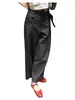 Pantalones Casuales Únicos y Chic con Cinturón, Estilo Old Money para Mujer Otoño Temprano 2026, Elegantes y Minimalistas, Pantalones de Pierna Ancha Gris Oscuro de Alta Gama