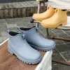 Zapatos de Lluvia de Moda para Exteriores Combinan con Todo para Hombres y Mujeres Pareja Impermeables Antideslizantes Resistentes al Desgaste Zapatos de Agua para Comprar Comida Pesca Camping Zapatos de Goma