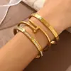 Pulsera de Acero de Titanio con Circonitas para Niñas, Joyería Abrible que no se decolora, Galvanoplastia al Vacío, Antidescolorante, Conjunto de Tres Piezas Transfronterizo