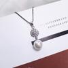 Colgante de flor simple para mujer, estilo japonés y coreano, plata s925, perla, bricolaje, accesorios de soporte vacíos, cadena de clavícula, venta al por mayor de fábrica