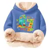 Moletom de Manga Longa com Capuz, Sem Bolsos, Tamanho Grande, Composto de Algodão, Forro de Lã Sherpa, Estampado, Estilo Primavera e Outono do Sudeste Asiático