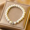 Pulsera de Lazo Europeo y Americano para Mujer, Pulsera de Abeja Mariposa Perla, Pulsera Elegante de Acero Inoxidable de Lujo Ligero, Joyería Transfronteriza